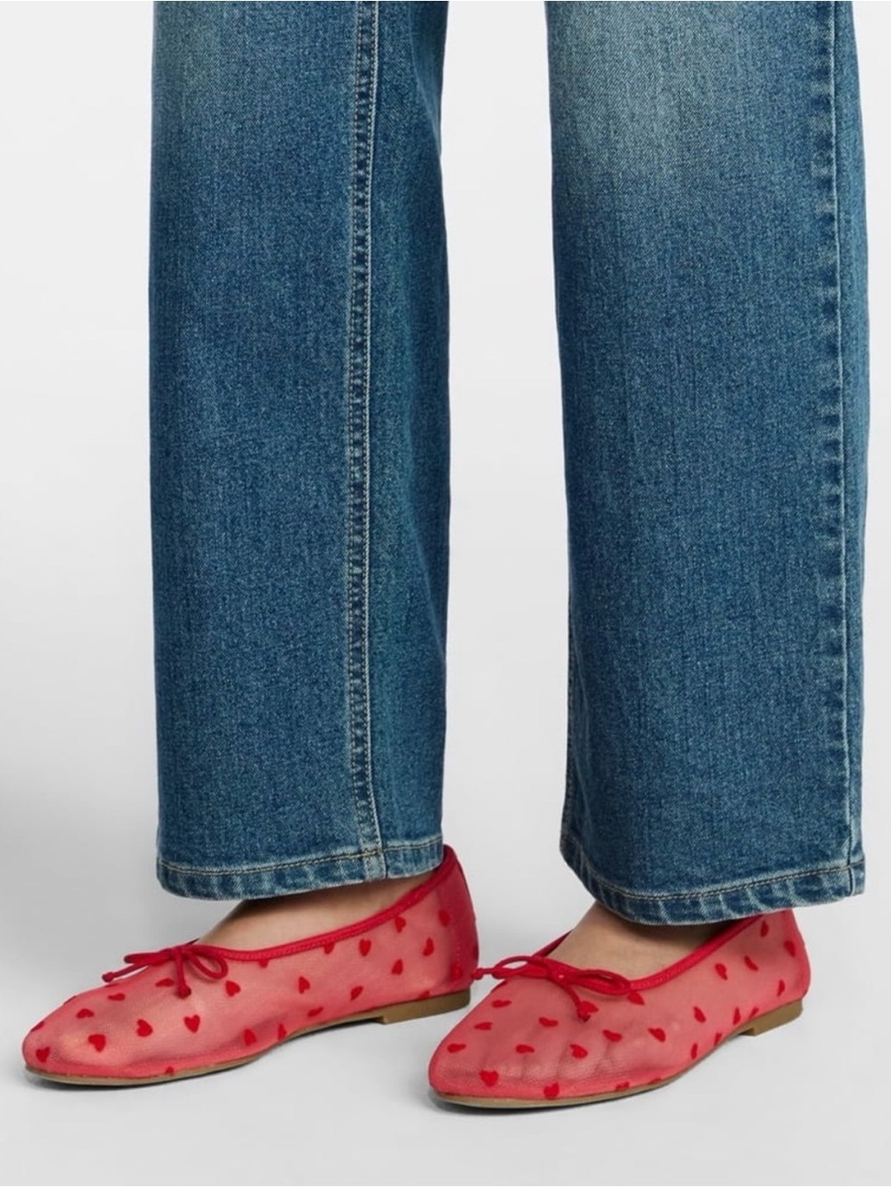 No Boundaries Red Heart Mesh Ballet Flats